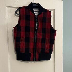 Madewell Red and Black Plaid Vest